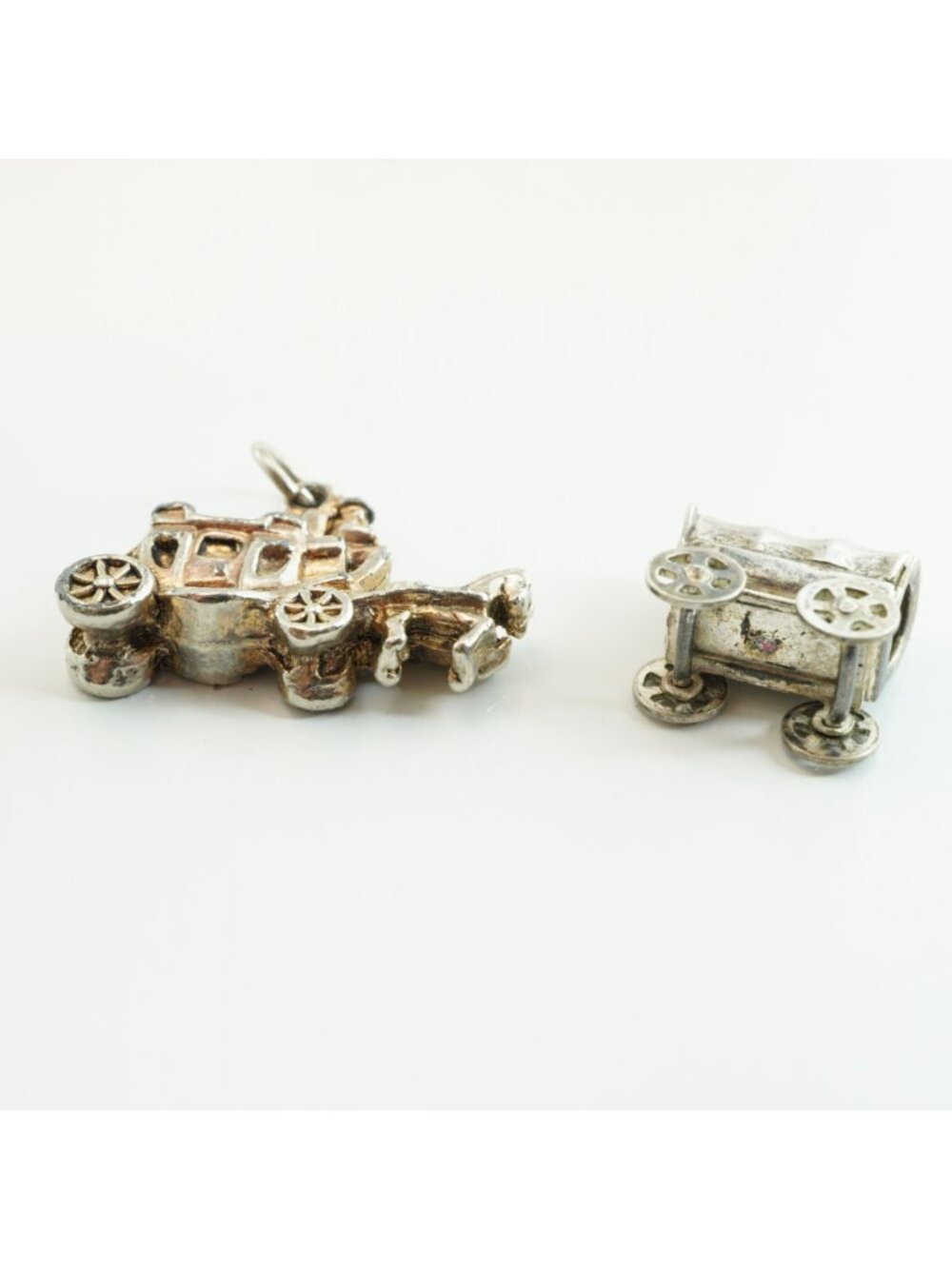Vintage Silver Tone Stagecoach & Covered Wagon Charms Western-Themed Pendants - Picture 3 of 5